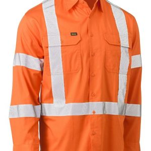 Bisley Hivis Biomotion Taped Drill Shirt - Orange