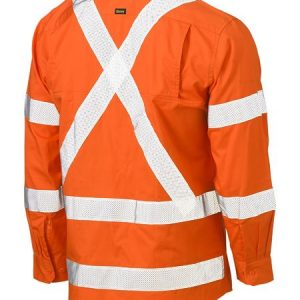 Bisley HiVis Biomotion Taped Drill Shirt - Orange