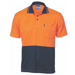 Dnc Hivis Cool-Breathe Short Sleeve Polo - Orange/Navy