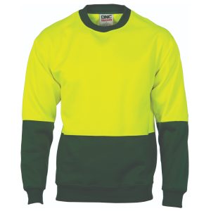 Dnc Hivis Fleecy Crew-Neck Sweat Shirt - Yellow/Bottle