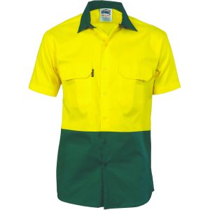 Dnc Hivis Short Sleeve Shirt - Yellow/Bottle