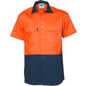 DNC HiVis Short Sleeve Shirt - Orange/Navy