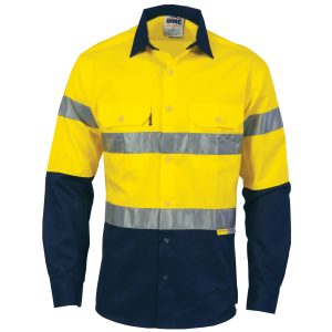 DNC HiVis Long Sleeve Taped Shirt - Yellow/Navy