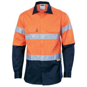 Dnc Hivis Long Sleeve Taped Shirt - Orange/Navy