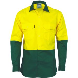 Dnc Hivis Cool-Breeze Long Sleeve Shirt - Yellow/Bottle