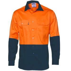 Dnc Hivis Cool-Breeze Long Sleeve Shirt - Orange/Navy