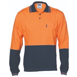 Dnc Hivis Cool-Breeze Cotton Jersey Polo - Orange/Navy