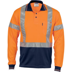 Dnc Hivis Long Sleeve Polo Shirt With Cross Back - Orange