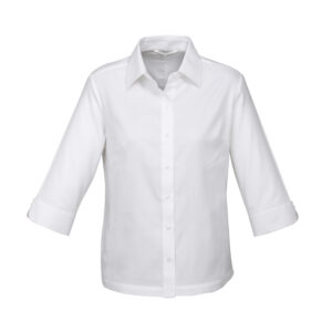 Ladies Luxe 3/4 Sleeve Shirt - White
