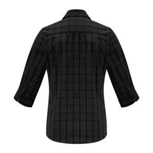 Ladies Harper 3/4 Sleeve Shirt - Black/Silver - Back