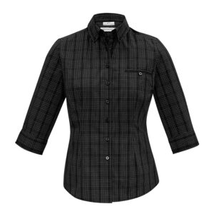 Ladies Harper 3/4 Sleeve Shirt - Black/Silver
