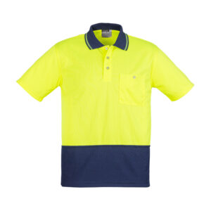 Syzmik Unisex Hi Vis Basic Spliced Polo - Short Sleeve - Yellow/Navy
