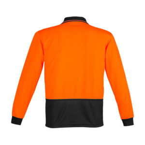 SYZMIK Unisex Hi-Vis Long Sleeve Polo - Orange/Black