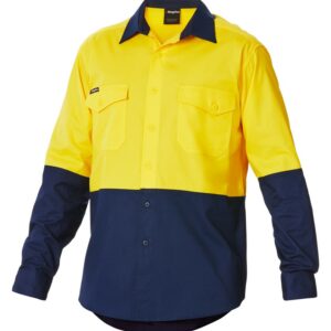 KingGee Workcool 2 Spliced Long Sleeve Shirt - Yellow/Navy