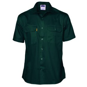 Dnc Cotton Drill Work Shirt - Short Sleeve - Green
