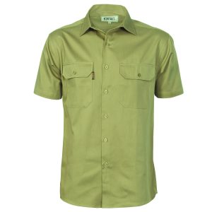 Dnc Cotton Drill Work Shirt - Short Sleeve - Khaki