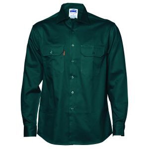 DNC Cotton Drill Work Shirt - Long Sleeve - Green