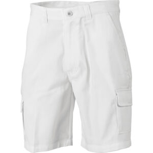 DNC Cotton Drill Cargo Shorts - White