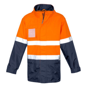 SYZMIK Mens Ultralite Waterproof Jacket - Orange/Navy