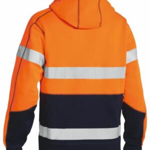 Bisley Taped Hi Vis Fleece Hoodie Orange/Navy