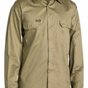 Bisley Cool Lightweight Drill Shirt - Long Sleeve Khaki