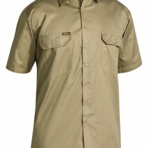Bisley Cool Lightweight Drill Shirt Short Sleeve Khaki