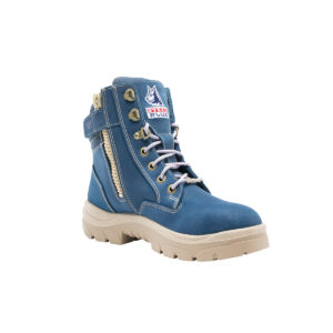 Steel Blue Southern Cross Lace Up Ankle Boot With Zip - Blue