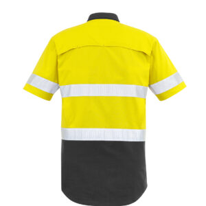 Mens Rugged Cooling Taped Hi Vis Spliced S/S Shirt Yellow/Charcoal