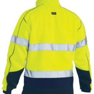 Bisley Taped Hi Vis Fleece Pullover With Sherpa Lining Yellow/Navy