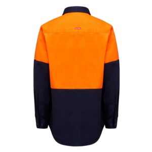 Core Hi Vis L/Sl H/Weight 2Tone Shirt Orange/Navy