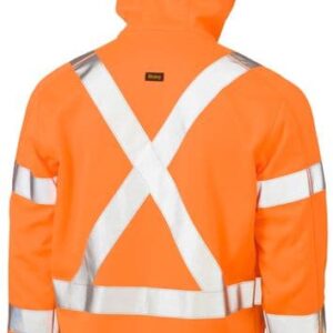 Bisley X Taped Hi Vis Zip Front Fleece Rail Orange - Hoodie (Bk6819Xt)