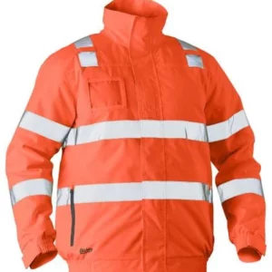 Bisley Taped Hi Vis Wet Weather Bomber Jacket (Bj6770T) Orange