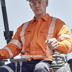 Mens Hi Vis X Back NSW Rail Shirt - Segmented Tape